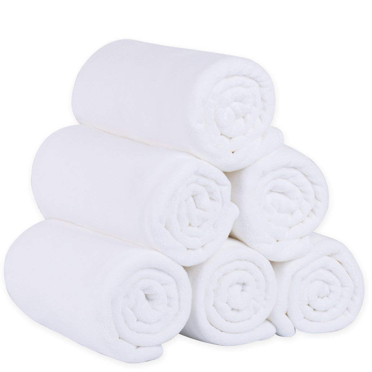 Jml Microfiber Bath Towels, Bath Towel Sets (6 Pack, 27'' X 55'') - Extra Absorbent And Fast Drying, Multipurpose White Microfib