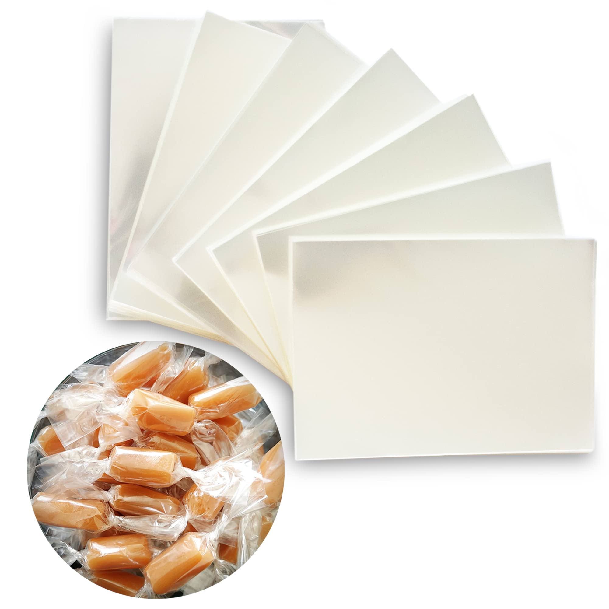 Fiesta Wraps Clear Candy Wrappers For Caramels (600 Pcs, 2.5 X 3.5 Inches) - Natural Clear Cellophane Candy Wrappers - Caramel W