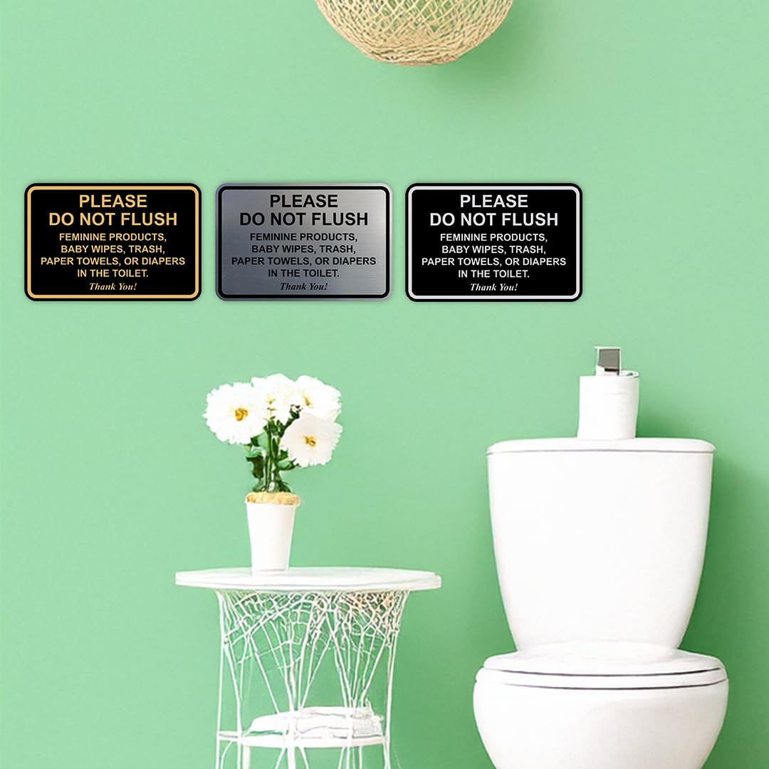 All Quality Classic Framed Please Do Not Flush Thank You Bathroom Etiquette Sign - 5 X 7 (Blue)