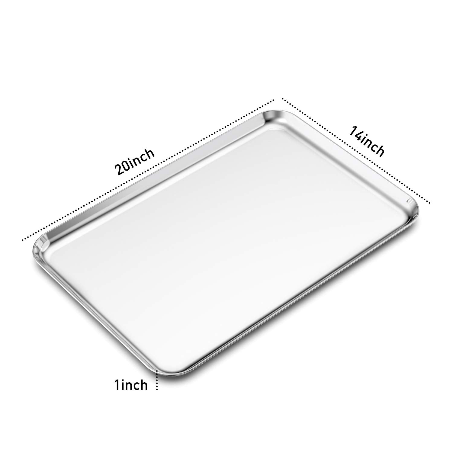 Baking Sheets Set Of 2, Bastwe 20 Inch Stainless Steel Bakeware Baking Pans, Healthy & Nontoxic & Rustproof & Easy Clean & Dishw