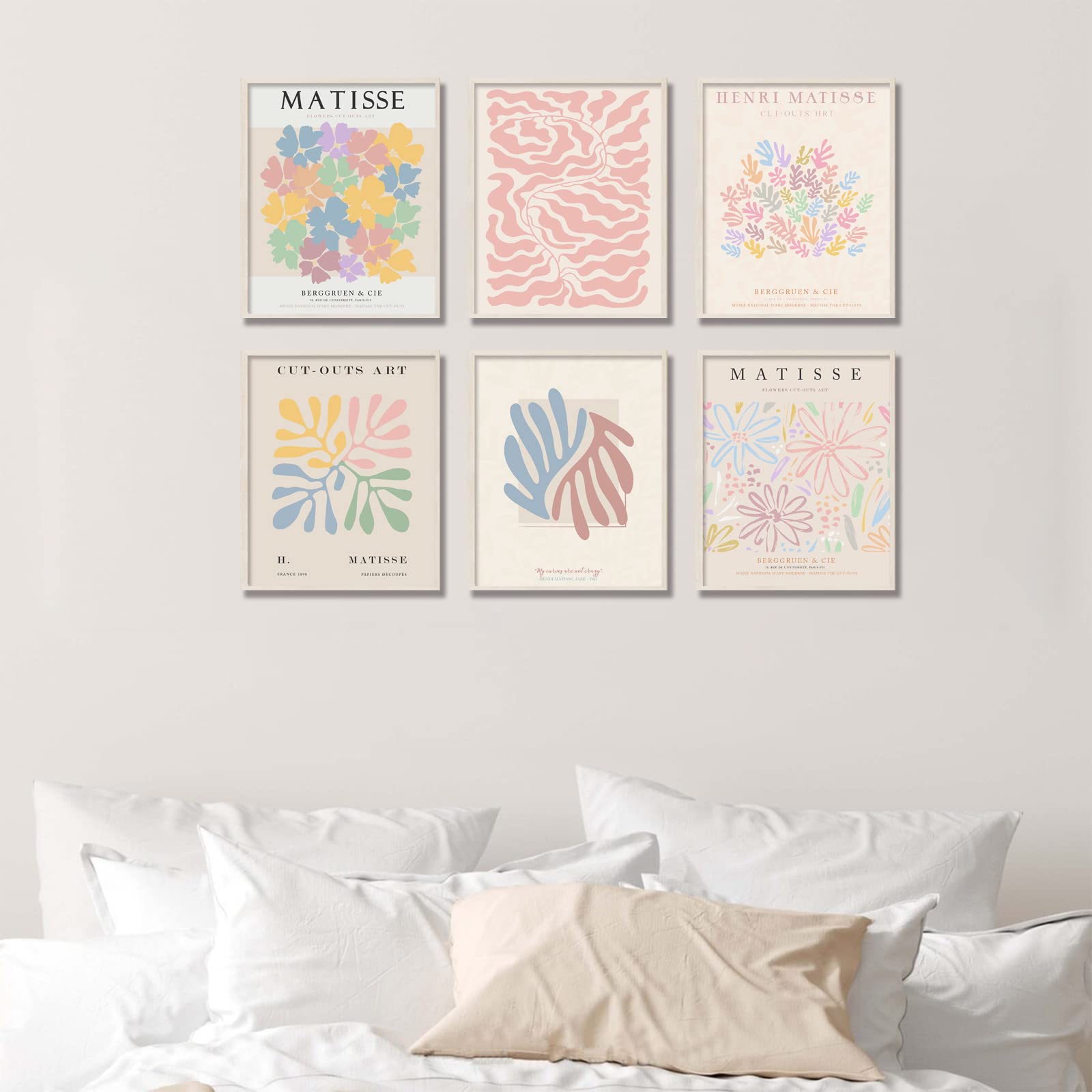 Kbkbart Henri Matisse Posters, Danish Pastel Room Decor Aesthetic, Abstract Matisse Wall Art, Minimalist Flower Boho Art Prints,