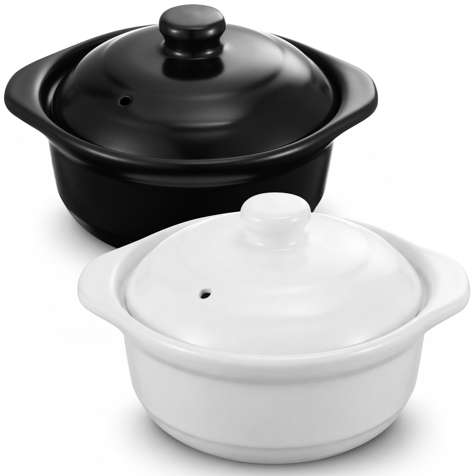 Ferrochef 2 Pcs Ceramic Clay Cooking Pot Set with Lid for 12 People