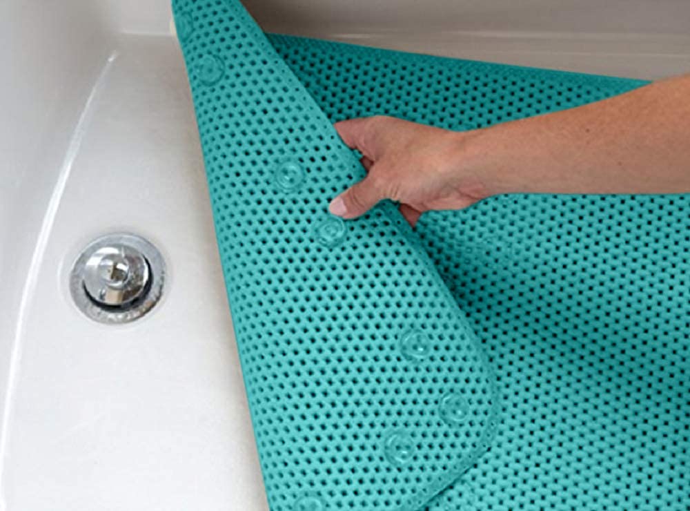 Deluxe Bathtub Mat Non Slip  Soft Foam Bath Mats for Bathroom Tub  Bathtub Mat with Drain Holes  Suction Cups- 36? X 17? - Teal