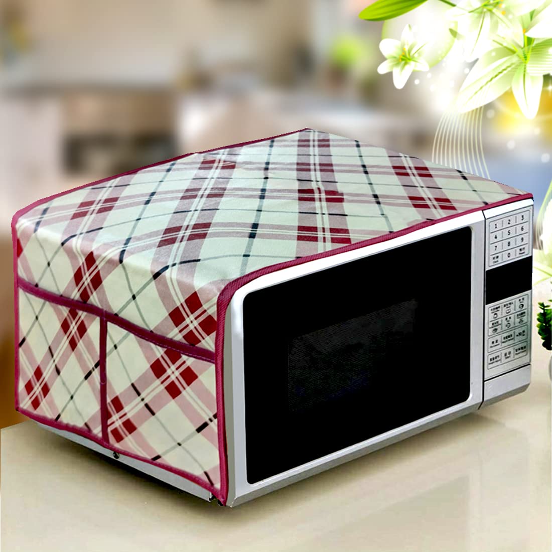 Kanushi Industries Microwave/Oven Top Cover With 4 Utility Pockets (Var-Micro-Nw-New-04-Top)