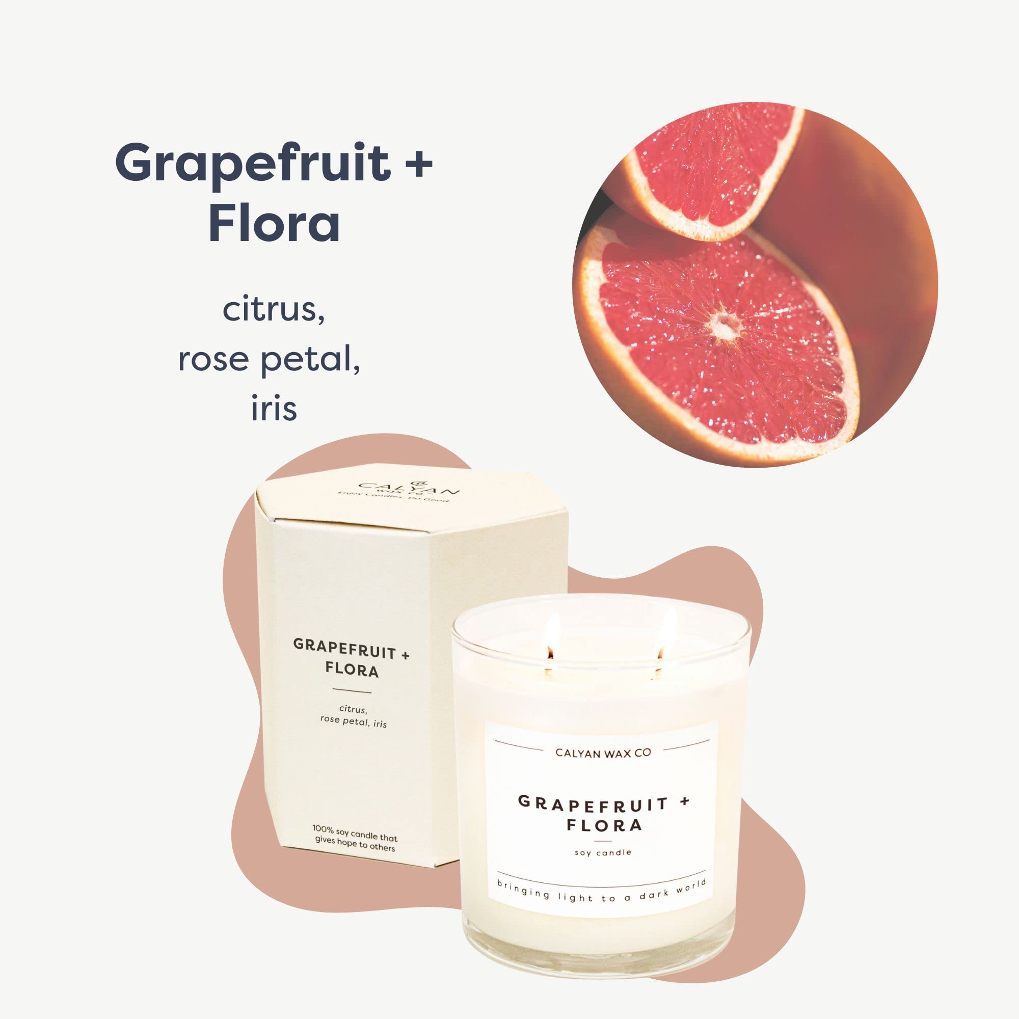 Calyan Wax Scented Candle, Grapefruit & Floral Candle for The Home Scented with Scented with Citrus, Soy Wax Aromatherapy Candle