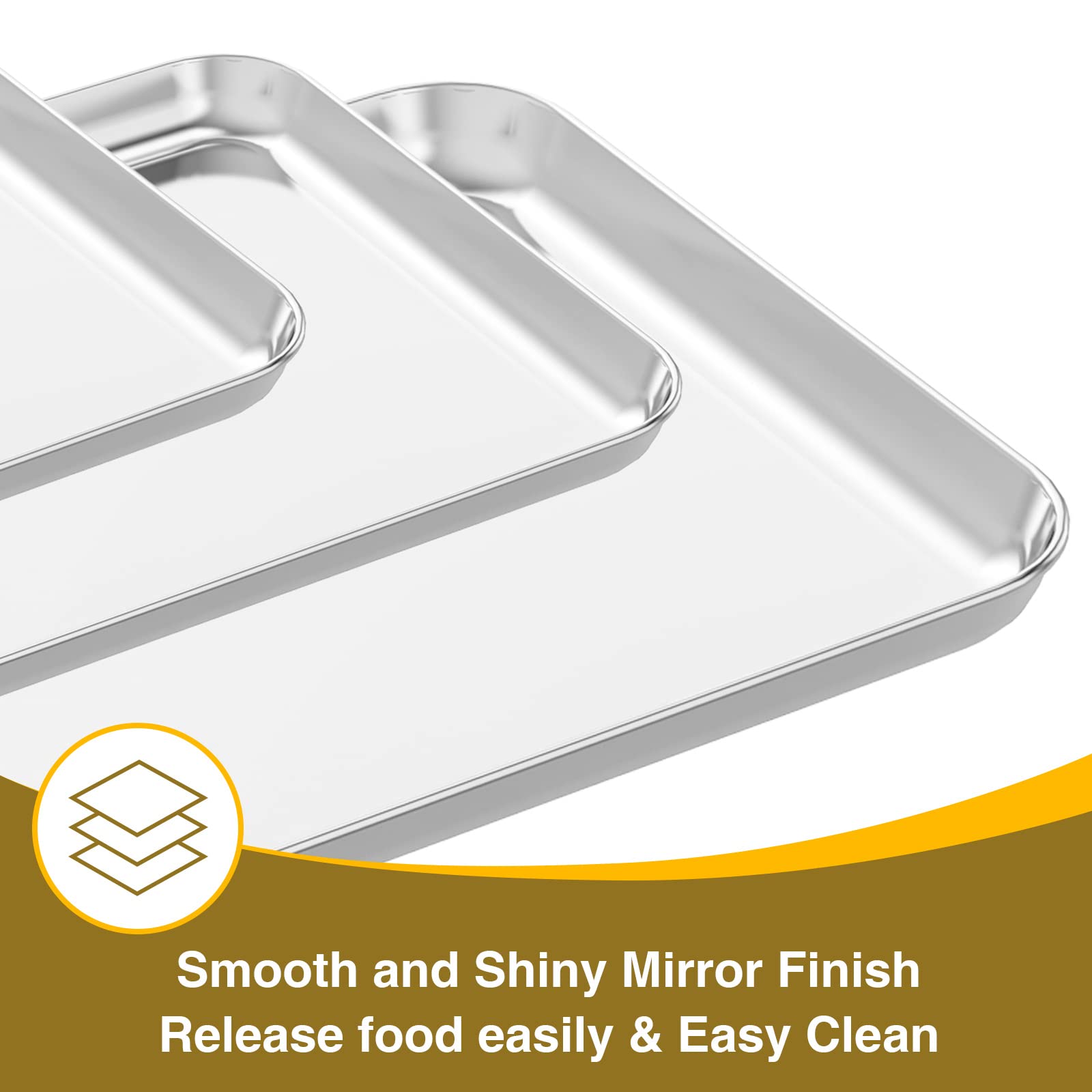 Wildone Baking Sheet Set with Rack, Stainless Steel, 3 Pans + 3 Racks, 16/12/9 inch, Silver, Model 8541879959