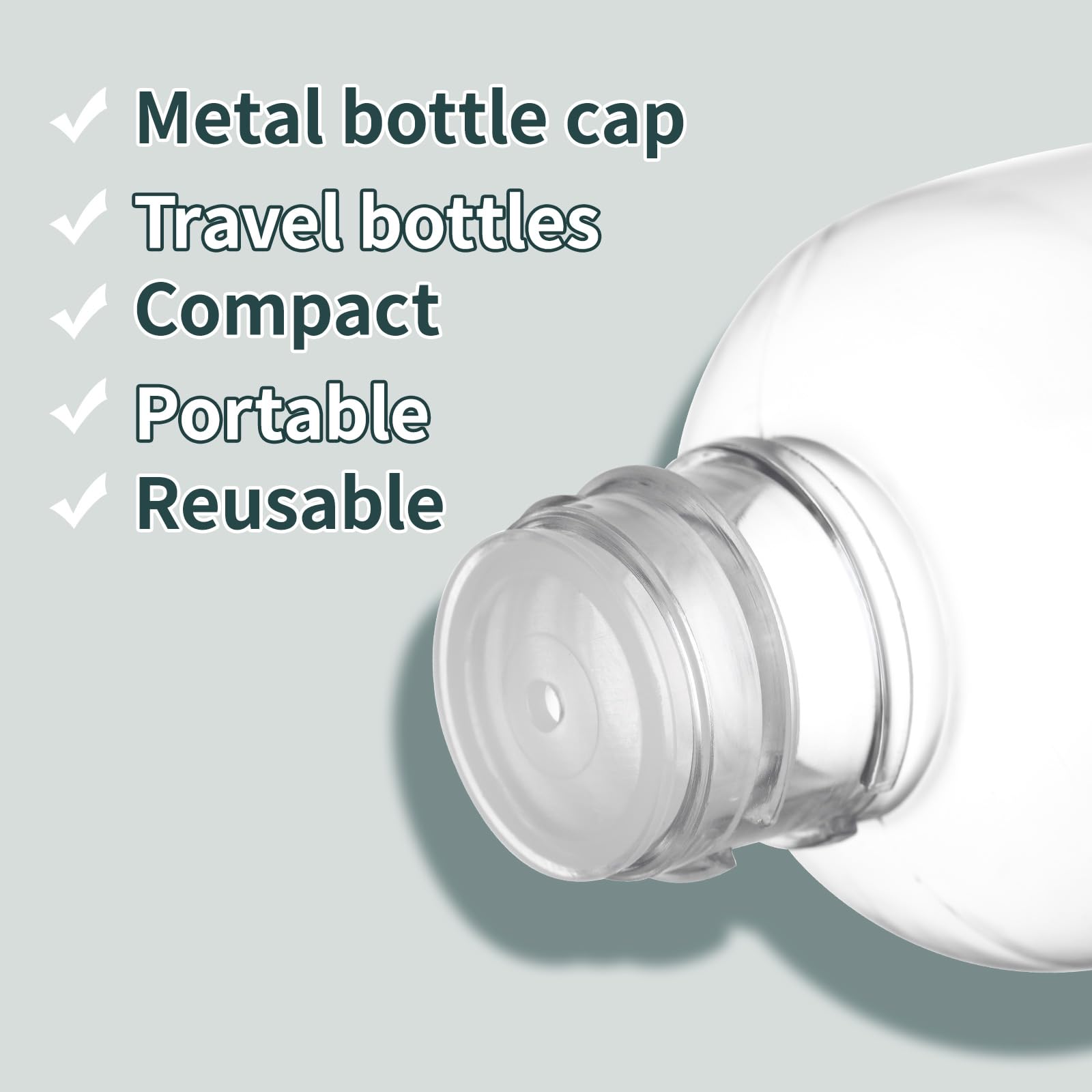 Tekson Plastic Travel Bottles 3.4 Oz, Travel Size Containers For Shampoo, Empty Travel Mouthwash Bottles With Silvery Screw Cap