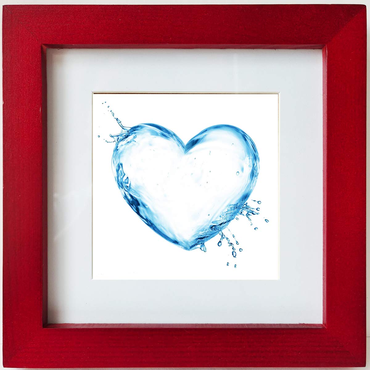 ZXT-parts 6x6 Picture Frames Red wood Without Mat, 4x4 Picture Frame with Mat, Solid Wood, 2 panels (1 glass, 1 plexiglass), The