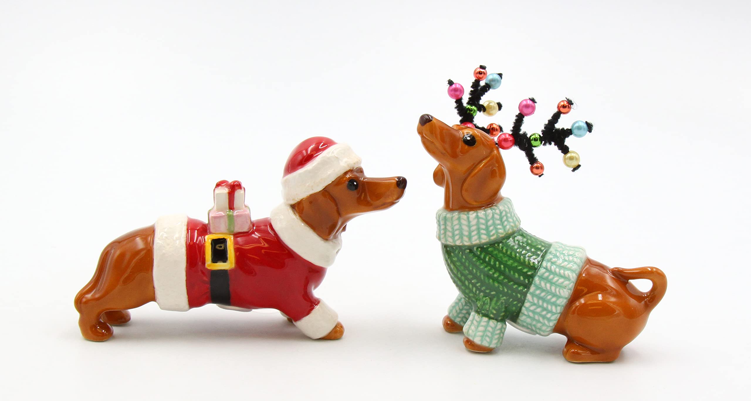 Cosmos Gifts 57013 Christmas Dachshund Dogs Salt And Pepper Shaker, Multicolor, 3 3/8'' X 1 5/8'' X 3 7/8''H