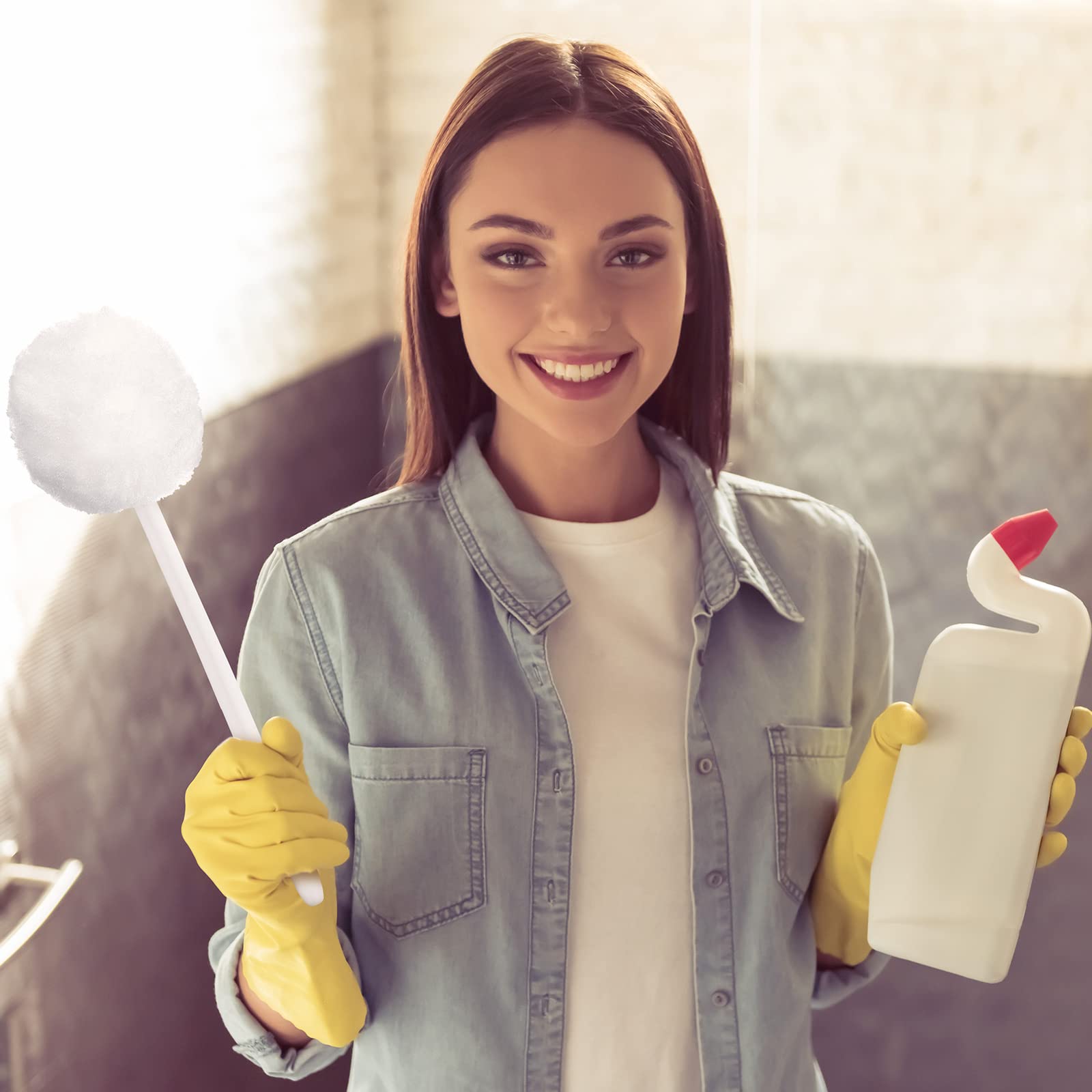 20 Pack Toilet Bowl Brush White Soft Swab Toilet Bowl Cleaners Disposable Toilet Brush Long Plastic Handled Toilet Bowl Mop With