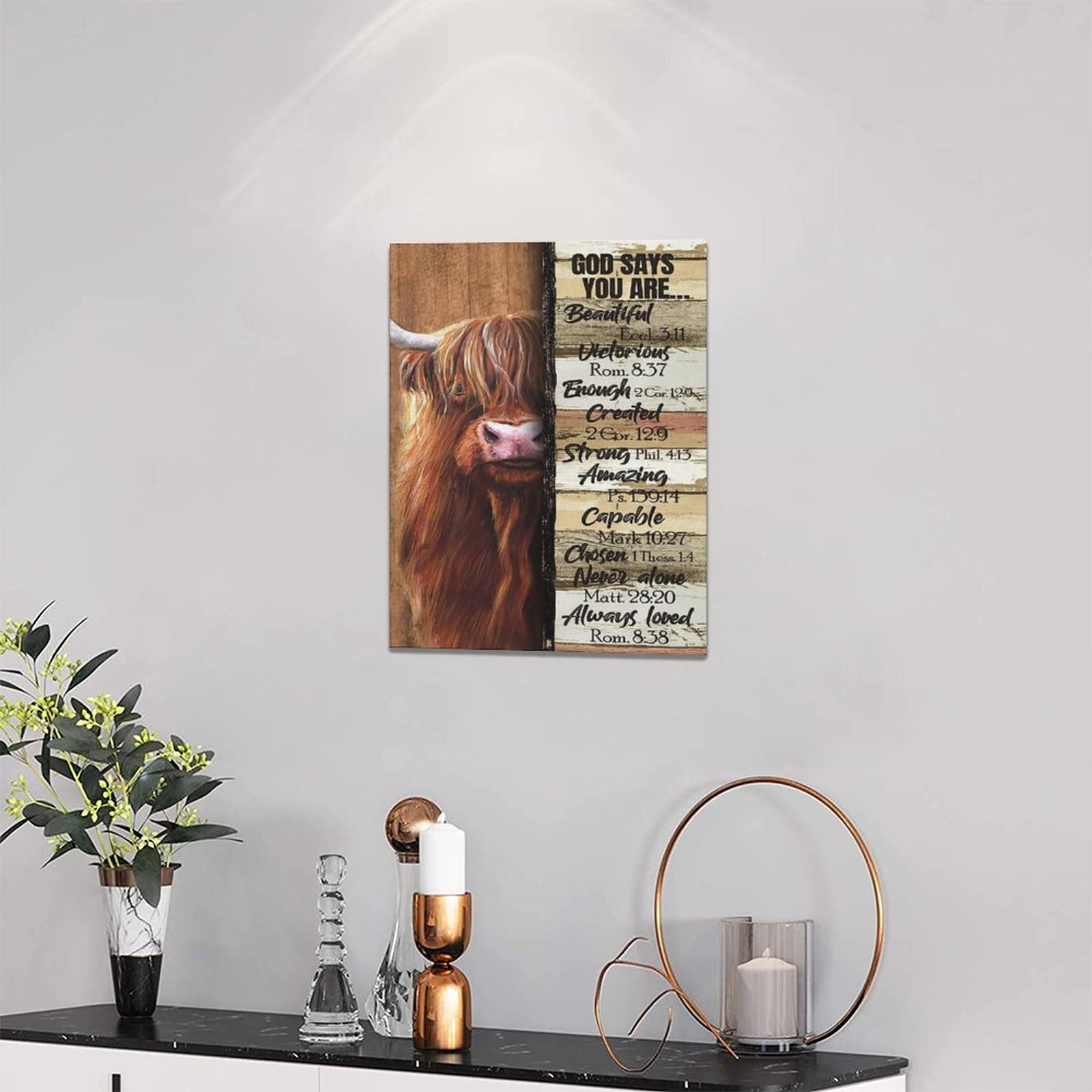 Farmhouse Highland Cow Decor Wall Art Farm Cow Inspirational Quotes God Says You Are Pictures Wall Decor Canvas Painting Prints