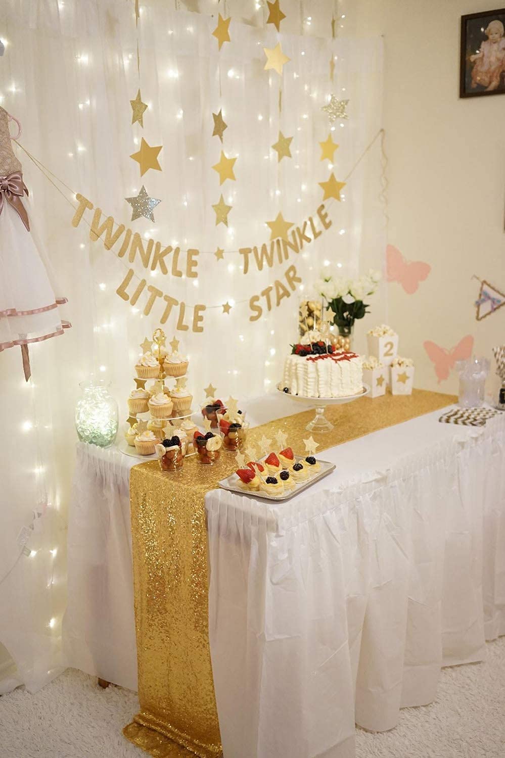 Partydelight 12 Pack 12'' X 60'' Gold Sequin Table Runner For Wedding, Party, Bridal Baby Shower, Christmas.