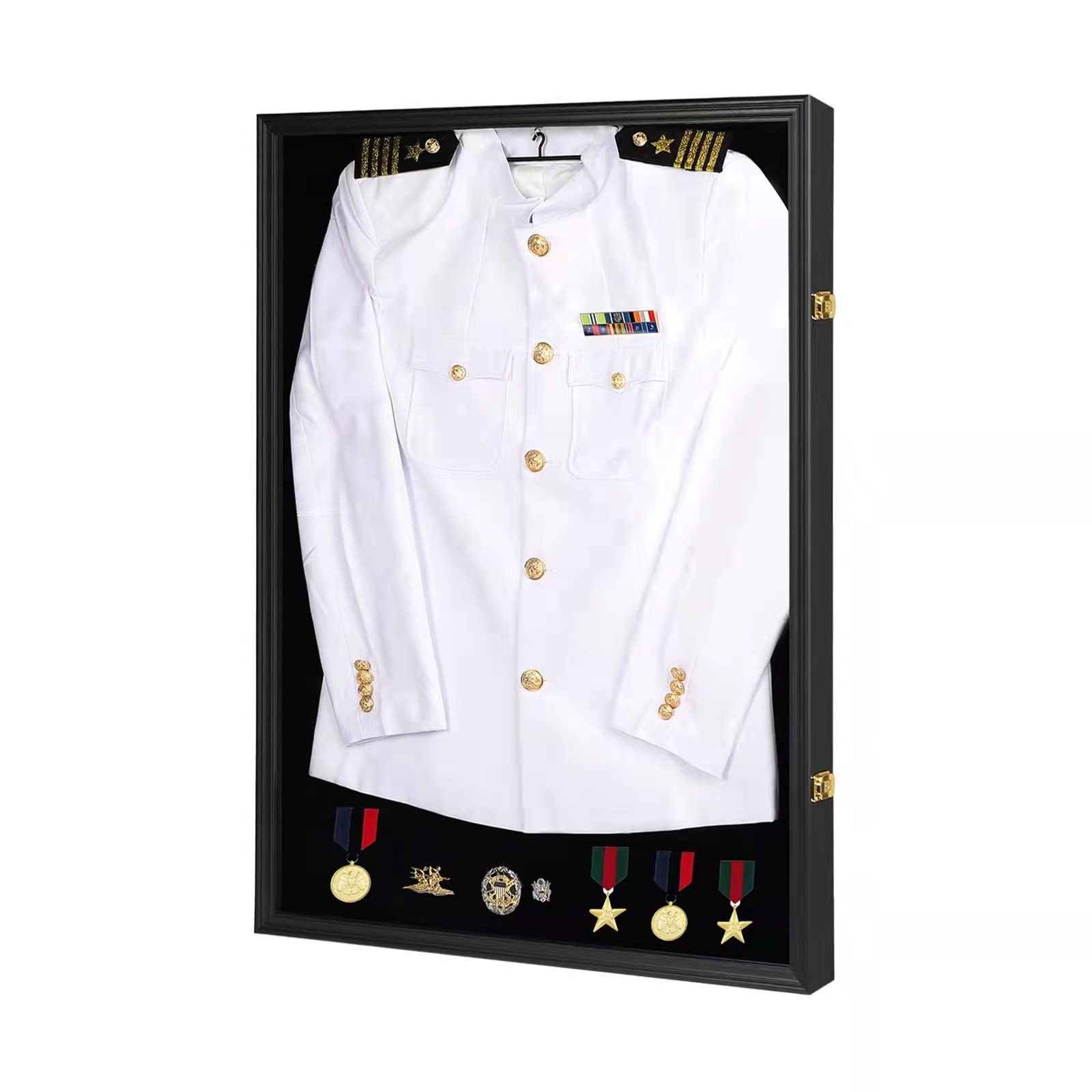 Iheipye Military Uniform Shadow Box - Police Uniform Display Case - Jacket Display Box with 98% Uv Protection Acrylic and Hanger