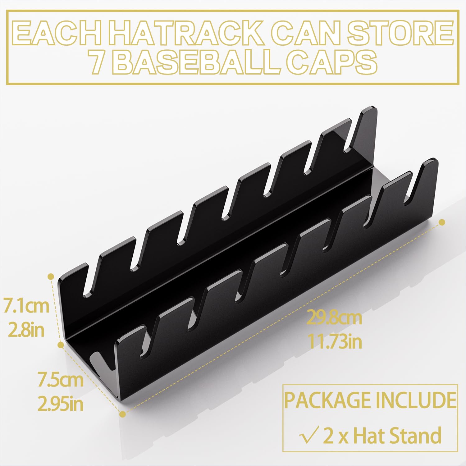 Actbio Hat Stand For Baseball Caps, 2 Pcs No Install Acrylic Hat Organizer For 14 Baseball Caps, Hat Holder Hat Storage Hat Disp