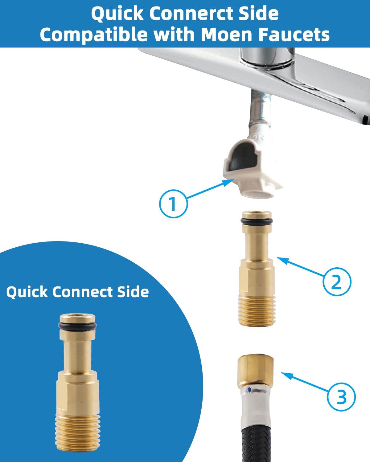 2 Function Universal Kitchen Sink Spray Attachment/Hose/Holder Set, With Water Flow Restrictor Compatible With Moen/Delta Faucet