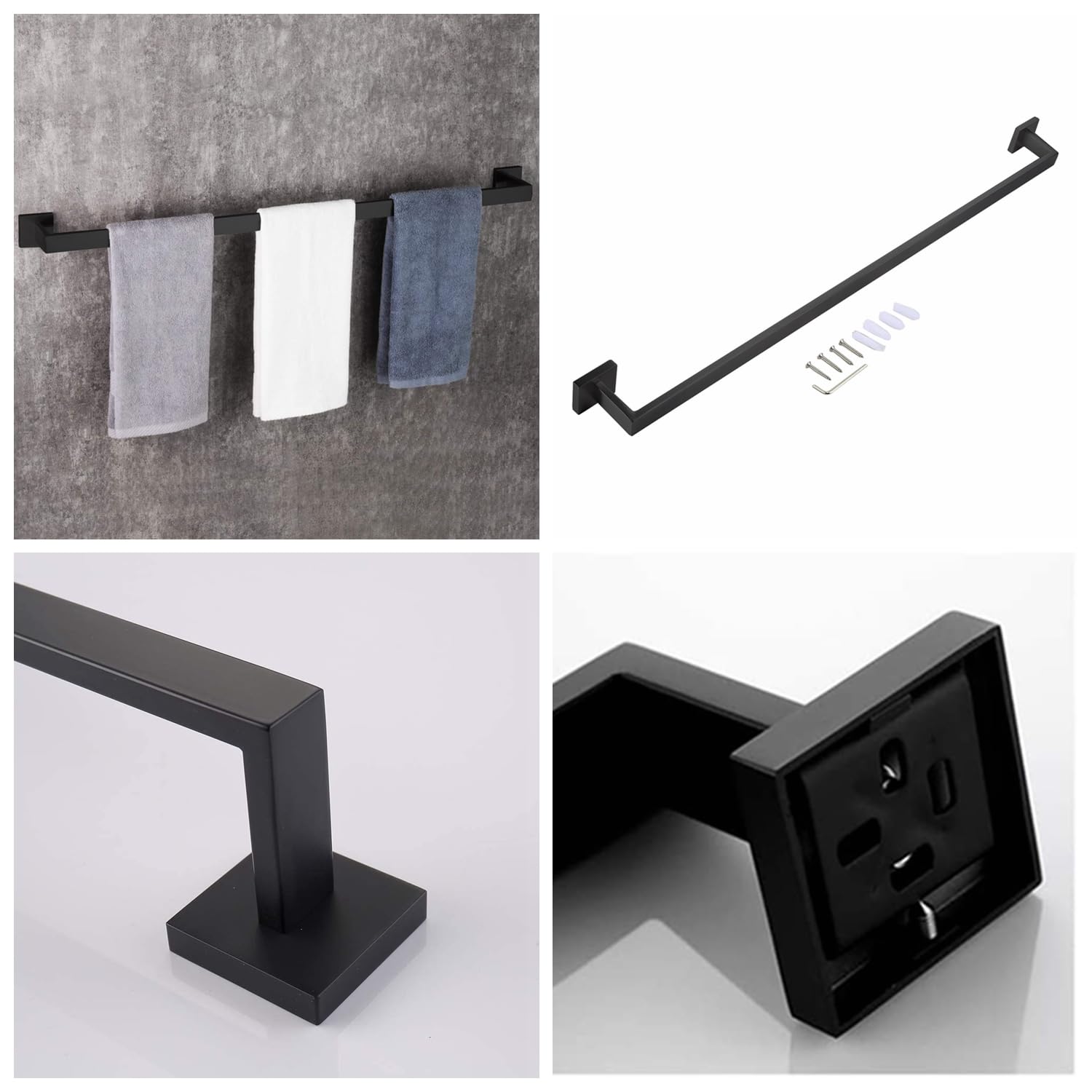 36 Inch Towel Bar For Bathrooms 12/16/24/28/32/36 Inch Stainless Steel 304 Matte Black Towel Holder Modern Square Towel Rod Rust