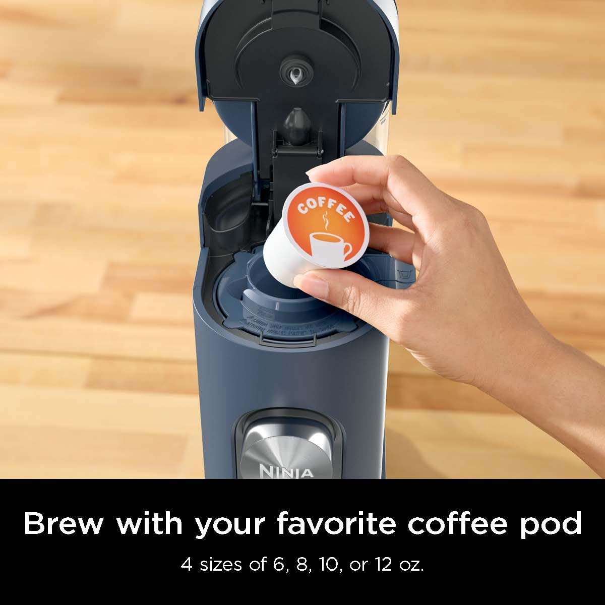 Ninja Pods & Grounds Single-Serve Coffee Maker, K-Cup Pod Compatible, 56-oz. Reservoir, 6-oz. Cup to 24-oz. Travel Mug Brew Size