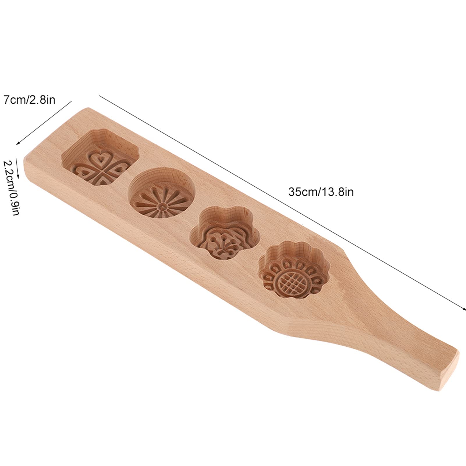 Wooden Mooncake 4 Flower Pattern Mooncake Diy Handmade Press Food Pastry Biscuit Cookie Pumpkin Pie Baking Tool For Home Bakery