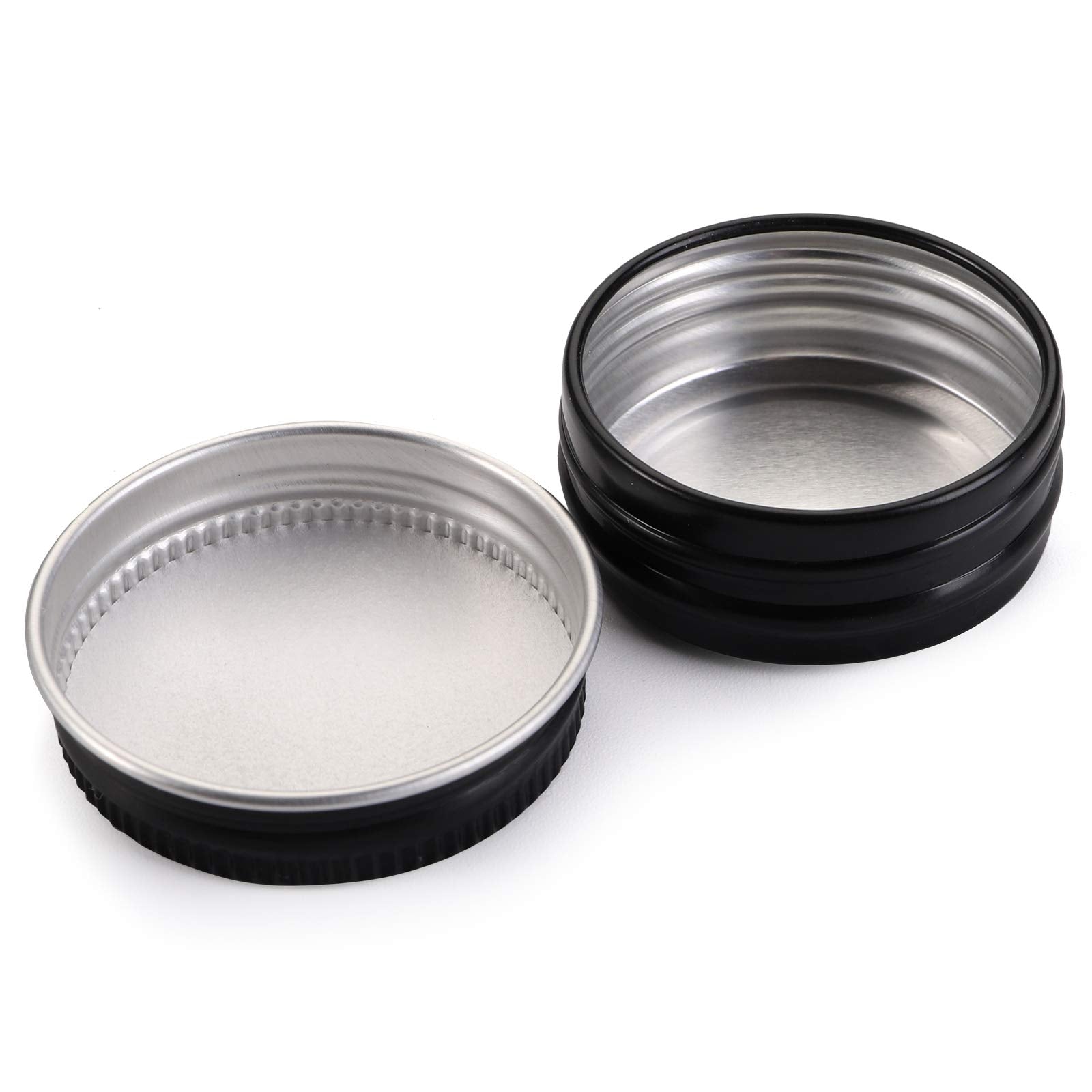 Foraineam 100 Pack 0.5 Oz Mini Aluminum Round Lip Balm Tin Containers With Screw Lid - 15Ml Metal Storage Travel Tins Matte Blac