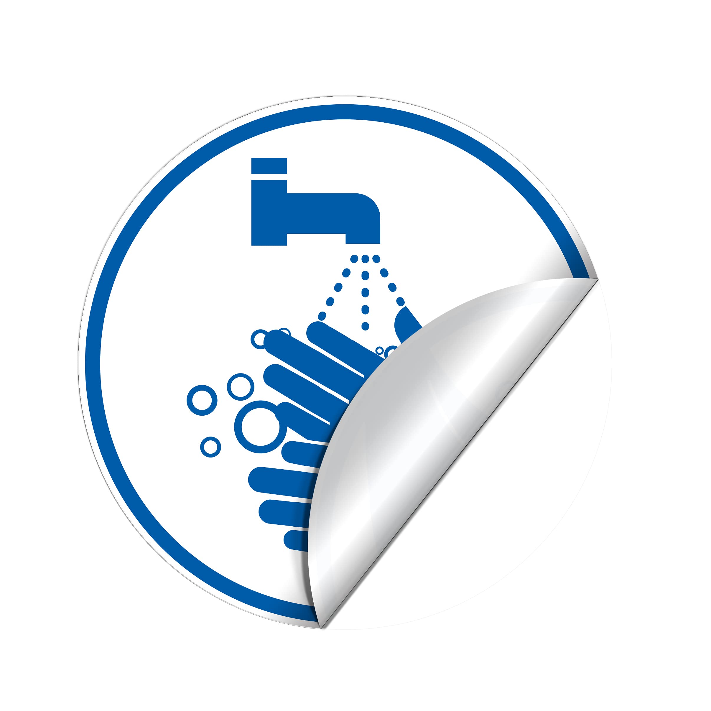 dealzEpic - Wash Hands/Hand-washing Sign Sticker - Self Adhesive Peel and Stick Waterproof Warning Vinyl Decal - 3.94 inches in Diameter | Pack of 4 Pcs