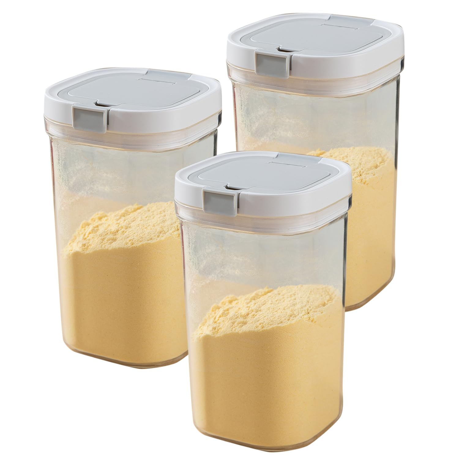 Hokipo 1800Ml Double Lid Sealed Airtight Plastic Container With Spoon  Transparent Kitchen Storage Jars With Lids | FoodGrade 