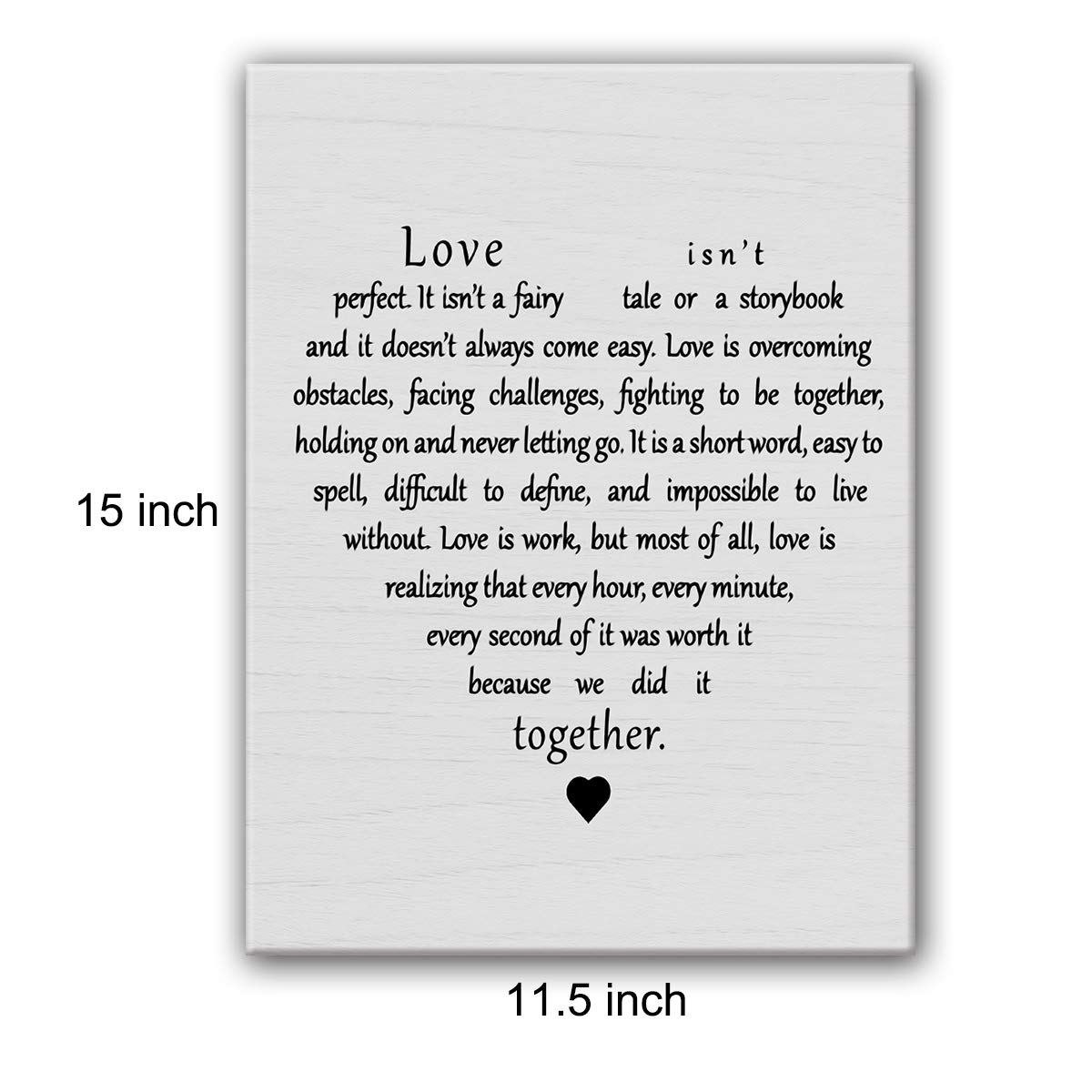 Hijie Inspirational Love Quotes Canvas Wall Art - 15L" x 11.5W", Wood, Ready to Hang, Perfect for Home, Bedroom, Wedding Decor