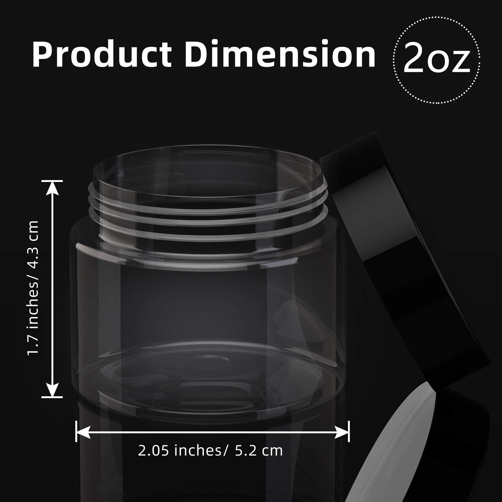 Patelai 4 Pieces Round Clear Wide-Mouth Leak Proof Plastic Container Jars With Lids For Travel Storage Makeup Beauty Products Fa