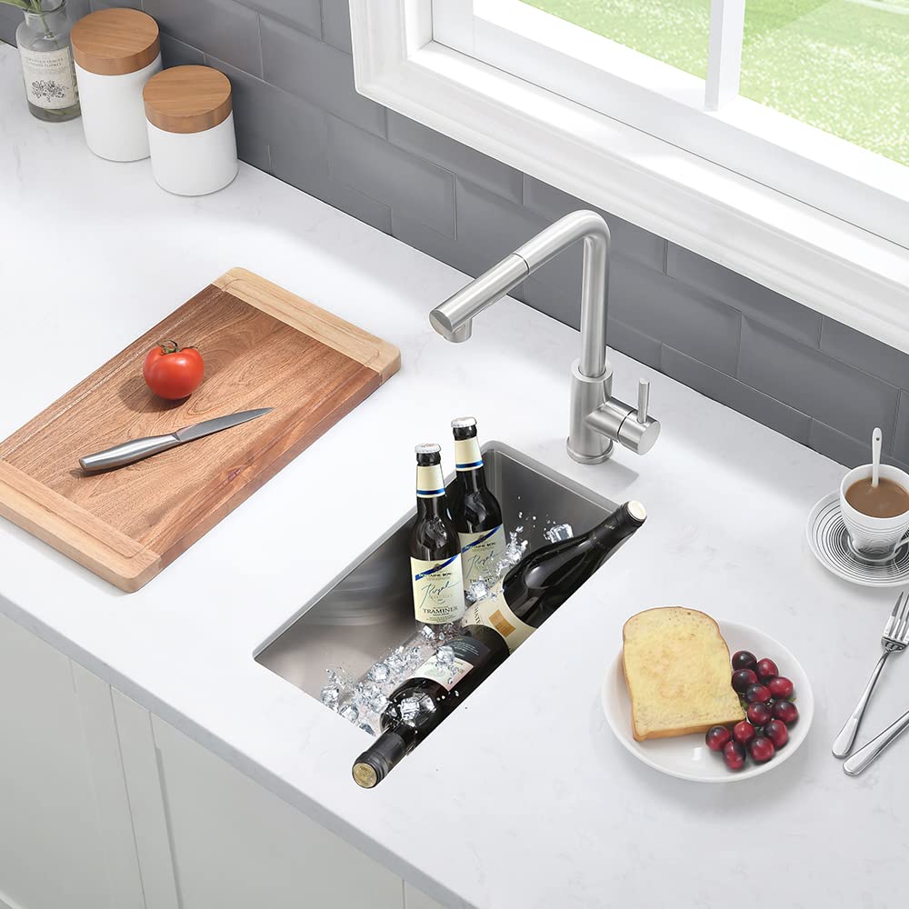 10 Inch Bar Sink Undermount - Vasoyo 10''X18'' Undermount Wet Bar Prep Kitchen Sink 16 Gauge Stainless Steel Single Bowl Bar And