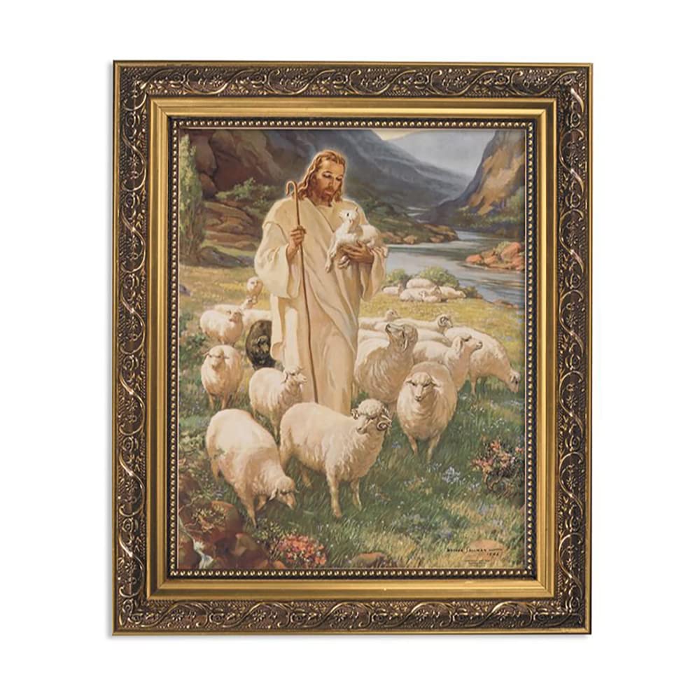 Gerffert Christian Wall D  Cor Ornate Gold Framed Artwork, 11 X 13-Inch, Sallman - Lord Is My Shepherd