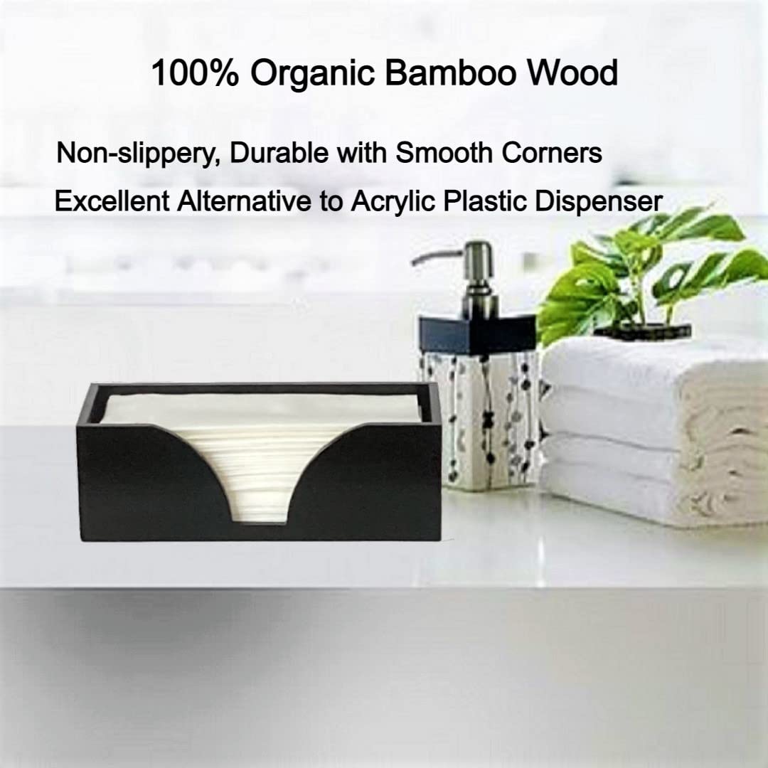 Countertop Multifold Paper Towel Dispenser - Black Bamboo Wood Folded Paper Towel Holder - For Multifold, Trifold & Z Fold Hand