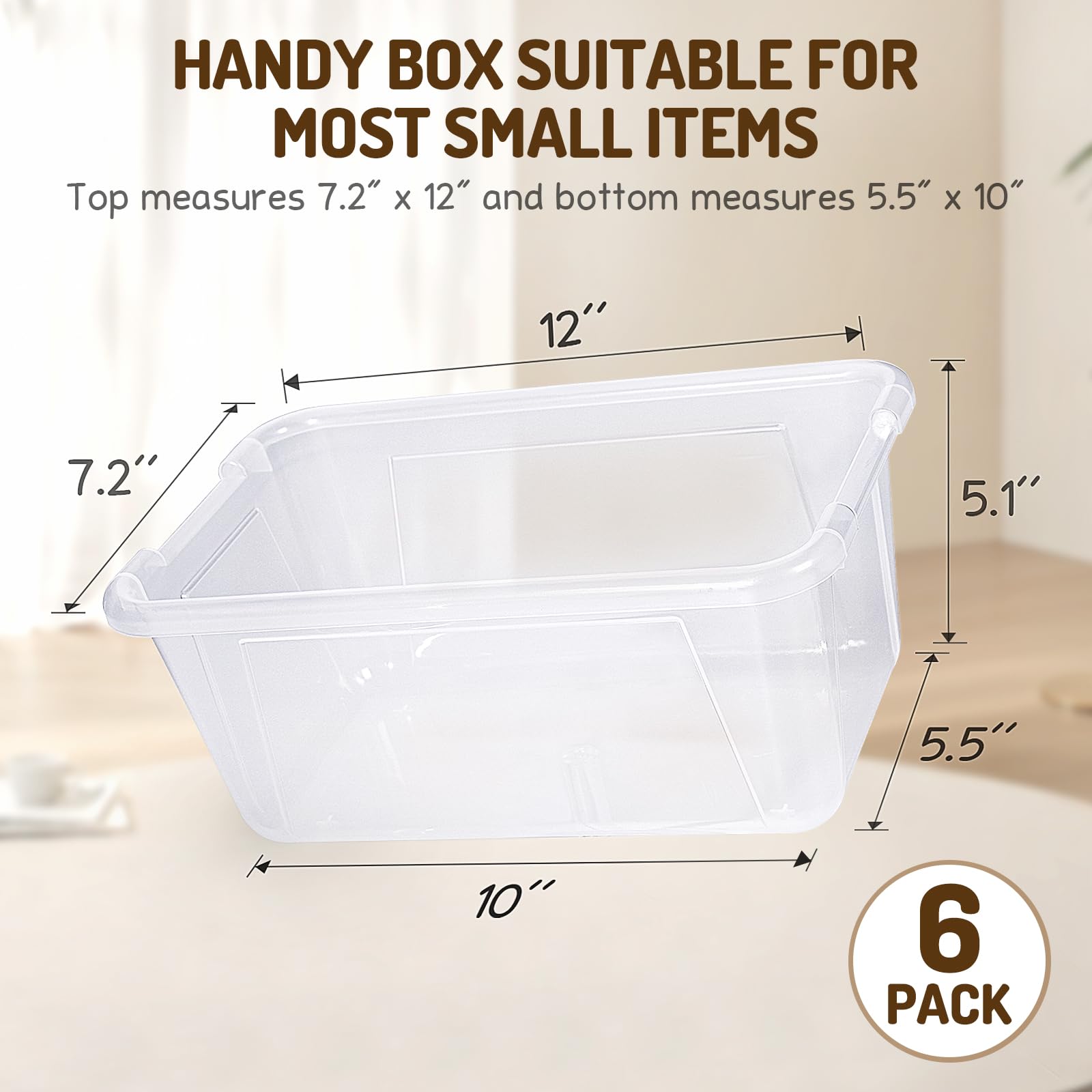 Gamenote Clear Stackable Plastic Storage Bins With Lids,Stackable Containers,Toy Storage Organizer - 5 Qt 6 Pack - Small Tubs,To