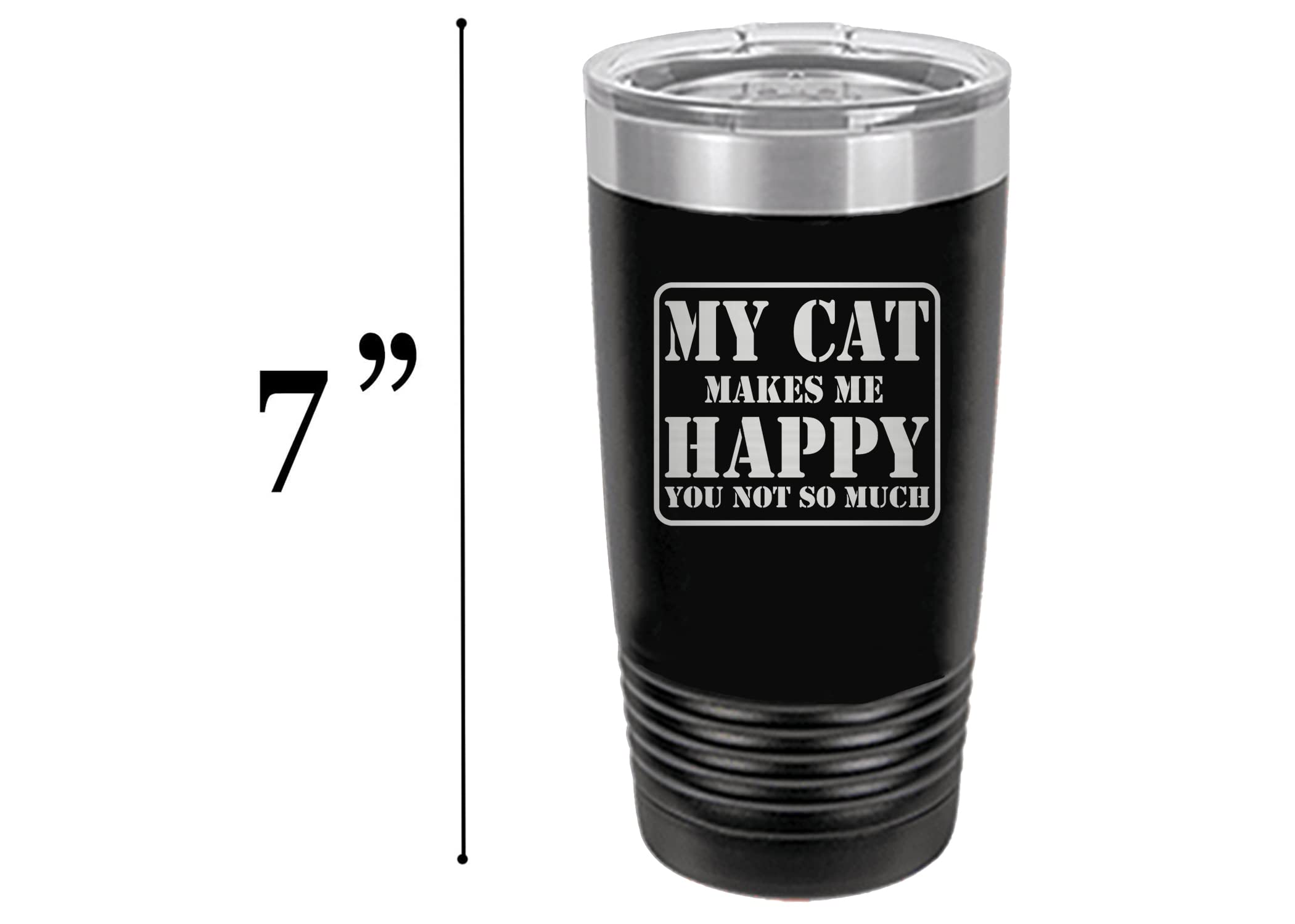 Rogue River Tactical Funny Black Cat 20 Oz. Travel Tumbler Mug Cup W/Lid Gift Idea My Cat Makes Me Happy You Not So Much Cat Kit