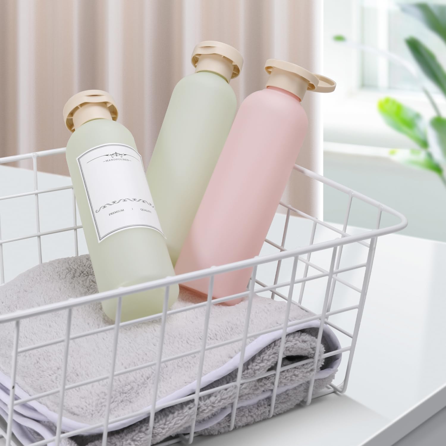 Asevat 6.7 Oz Plastic Shampoo And Conditioner Squeeze Bottles, Plastic Leak Proof Travel Bottles For Toiletries, Plastic Bottles