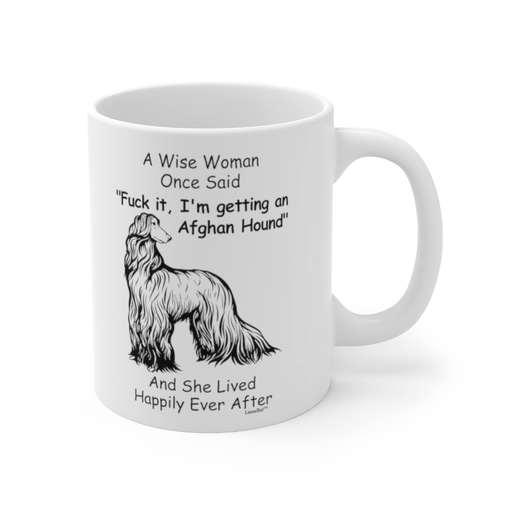 Funny Line Art Afghan Hound Dog Mom Gifts For Women Puppy Lovers Mother 'S Day 2024 A Wise Woman Once Said Coffee Mug With Fun Q