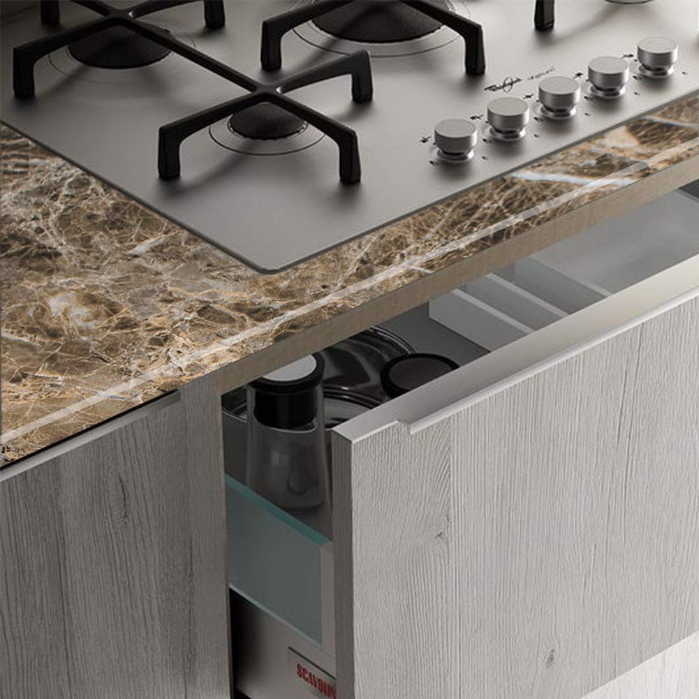Totio Brown Marble Wallpaper Peel And Stick Countertop Granite Wallpaper Waterproof Self Adhesive Contact Paper Removable Vinyl