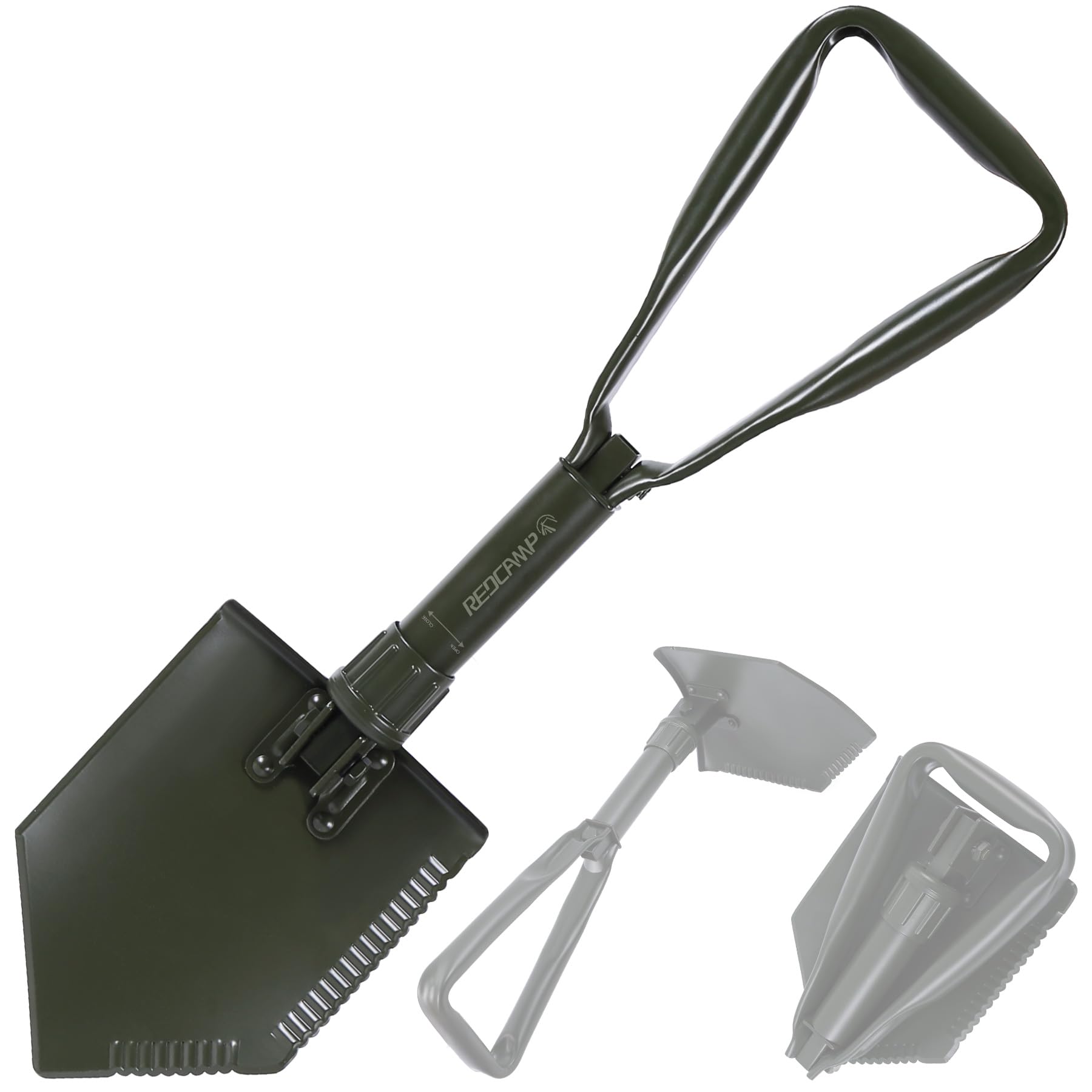 Redcamp 23 Military Folding Camping Shovel W/Cover,Heavy Duty Shovel With Manganese Steel,Tactical Entrenching Tool Tri-Fold H