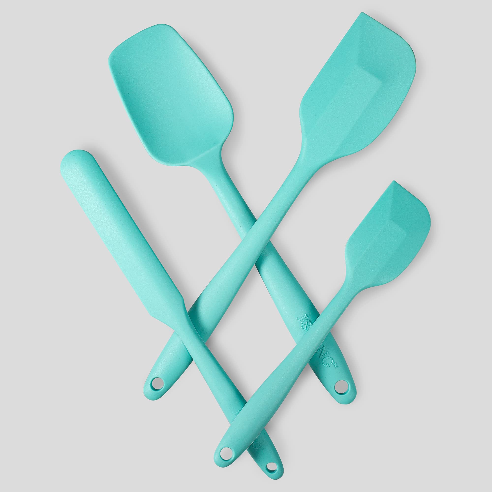 4 Piece Silicone Spatula Set, Flexible Heat Resistant Non-Scratch Baking Cooking Rubber Spatulas With Stainless Steel Core, Aqua
