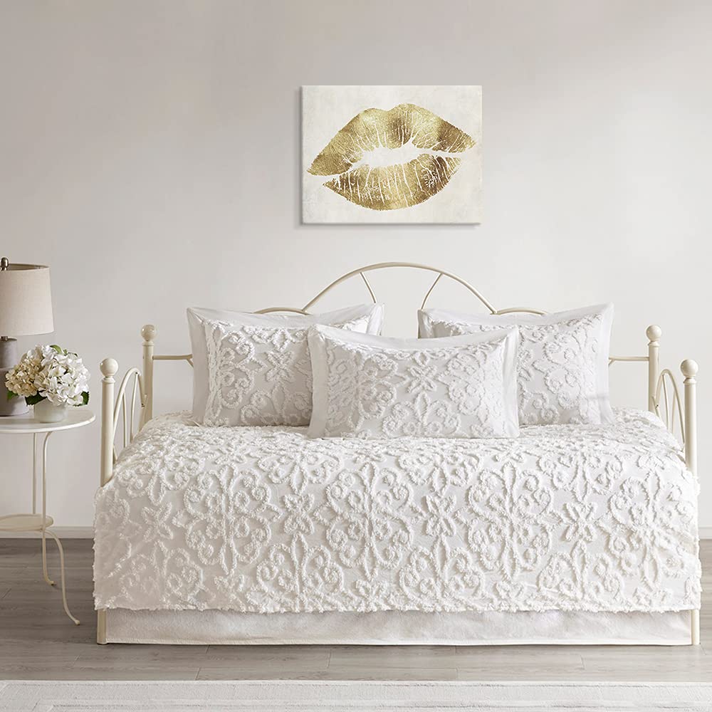 7Canvas Gold Wall Decor Glam Lip Wall Art Romantic Kiss Lip Artwork Canvas Print Picture For Bedroom Wall Bathroom Makeup Room D