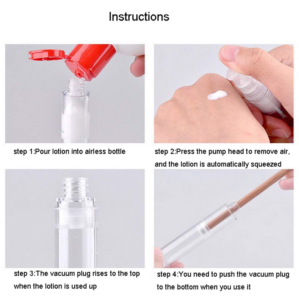 15 Pcs Clear Airless Lotion Pump Bottles Empty Cream Vacuum Bottles Cosmetic Containers Travel Press Pump Bottles For Foundation