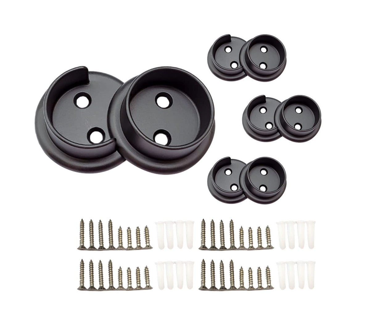 Qcaa Heavy Duty Solid Metal Closet Rod Socket Set, 1-3/8 ' ', Matte Black, 4 Pair, Made In Taiwan