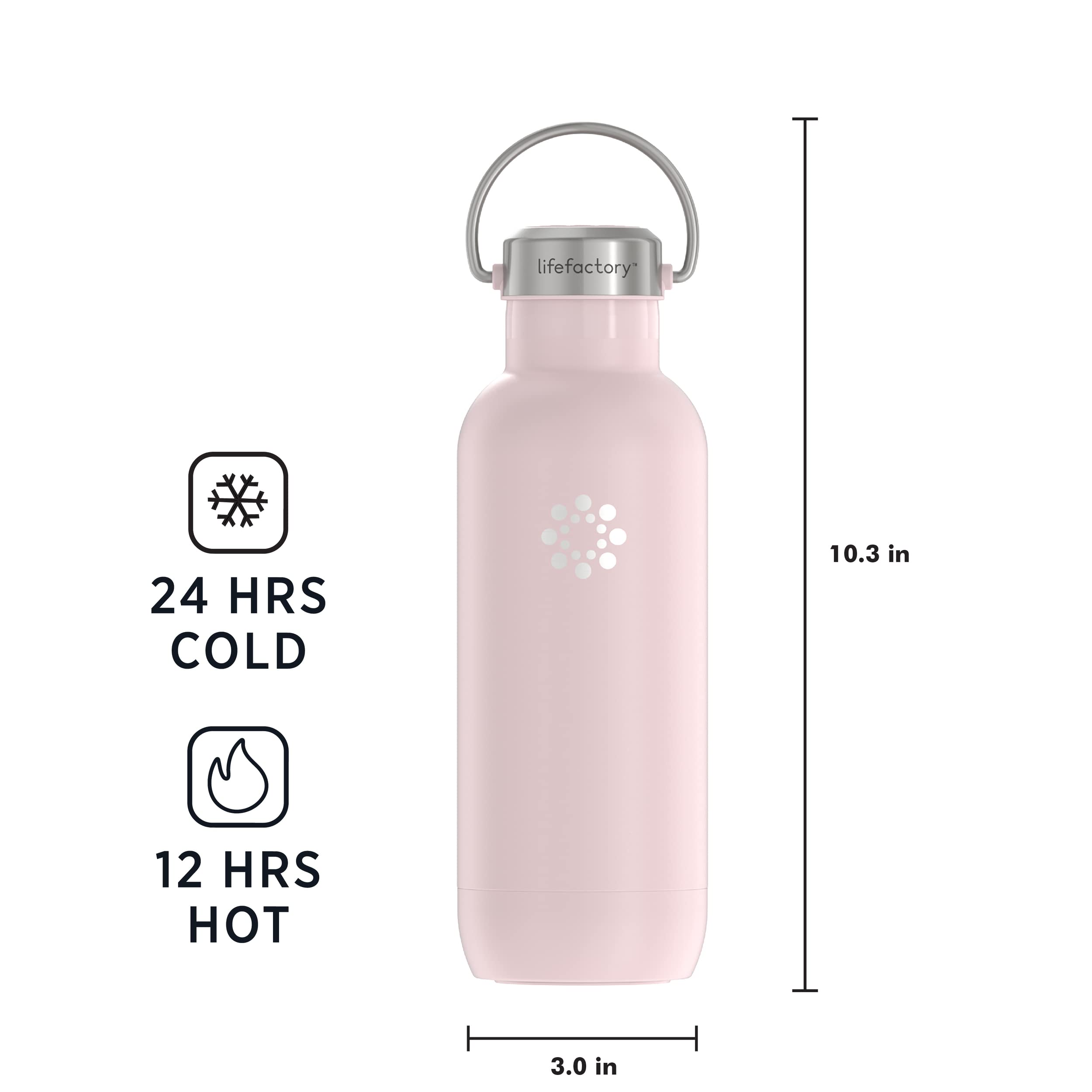 LIfeFactory Stainless Steel Vacuum-Insulated Sport Bottle  24 Ounce  Desert Rose