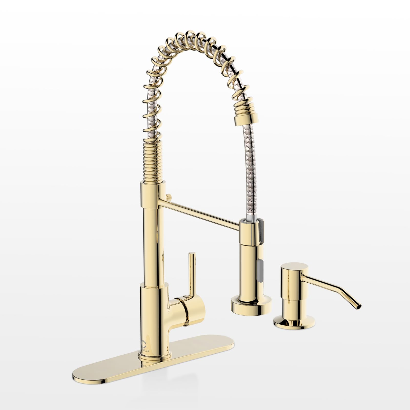 Casavilla Gold Kitchen Faucet with Soap Dispenser, Pull Down Kitchen Faucet with Sprayer, Single Handle Kitchen Sink Faucet with