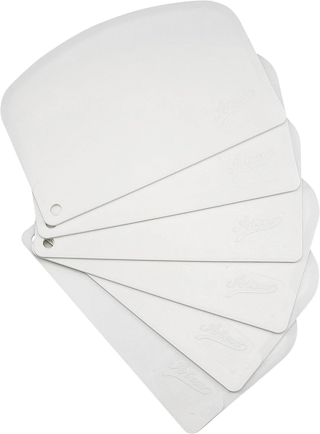 Ateco 1303 Bowl Scraper Set  Flexible Food-safe Plastic  White  6-Pieces