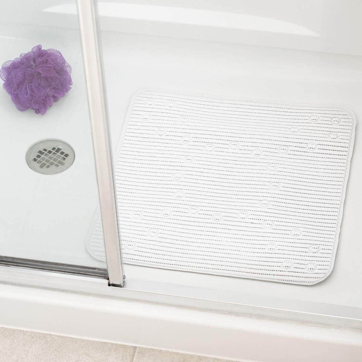 Duck Clorox Non-Slip Shower Mat, 21"x21", White, Cushioned with Suction Cups, Model 288342