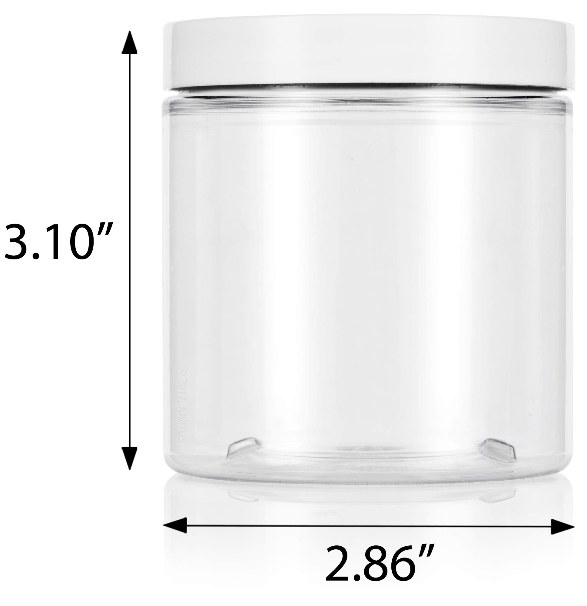 Juvitus 8 Oz Clear Pet Plastic Jar With White Smooth Lid (8 Pack) + Spatulas
