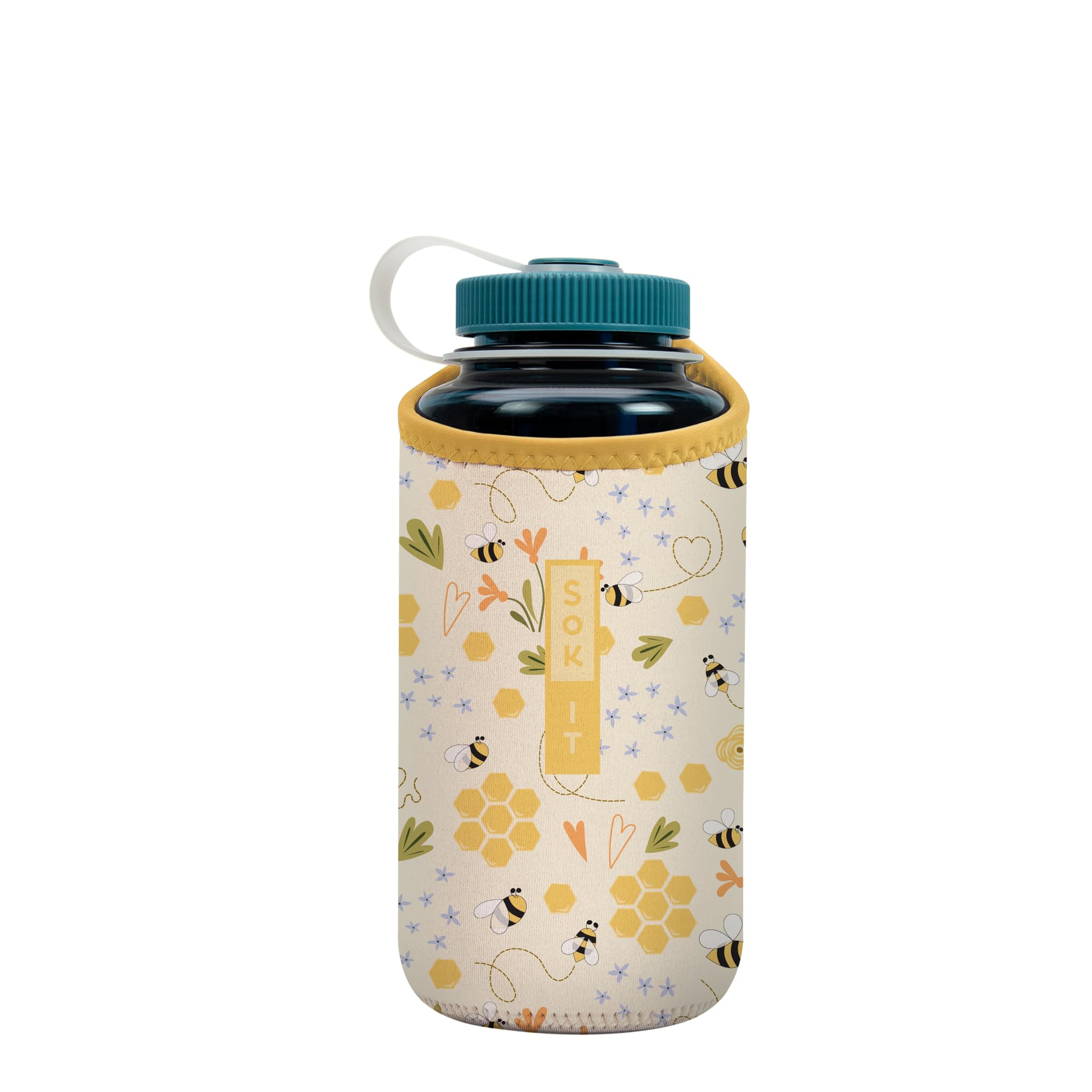 Sok It BotlSok Water Bottle Sleeve Insulated Neoprene Cover (Honeycomb Buzz, Fits 32oz Nalgene)