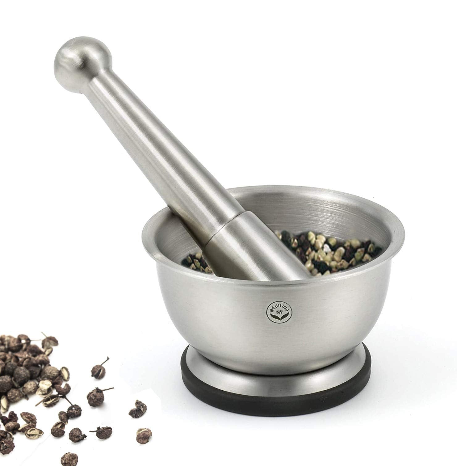 Newlineny Stainless Steel Hand Masher & Bowl, Mortar And Pestle Set