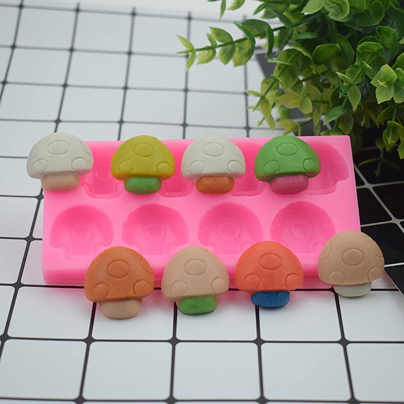 8-Cavity 3D Mushroom Silicone Mold For Diy Fondant Candy Making Chocolate Molds Lollipop Desserts Ice Cube Gum Clay Soap Biscuit