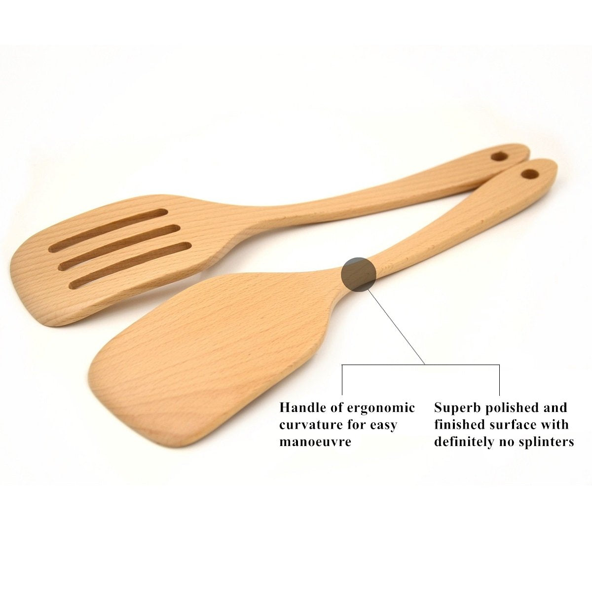 Bamber Wooden Wok Spatula Set Wood Turner For Non Stick Cookware, Pack Of 2