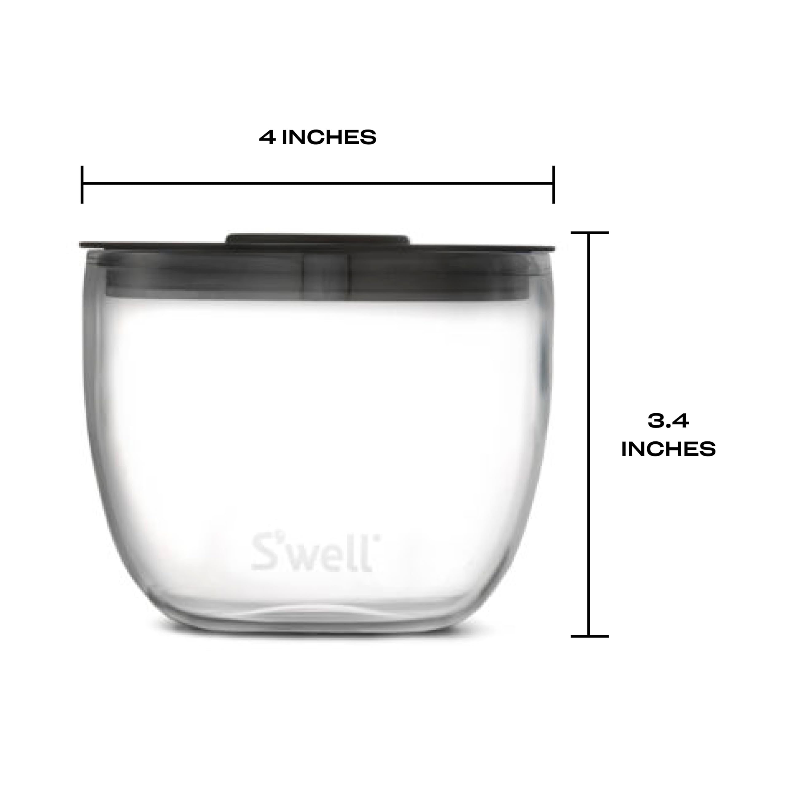 S'Well 12Oz Glass Prep Bowl Set Of 4 For Easy Meal Prep, Black, Made From Durable Tempered Glass, Nests Inside 21.5Oz S'Well Eat